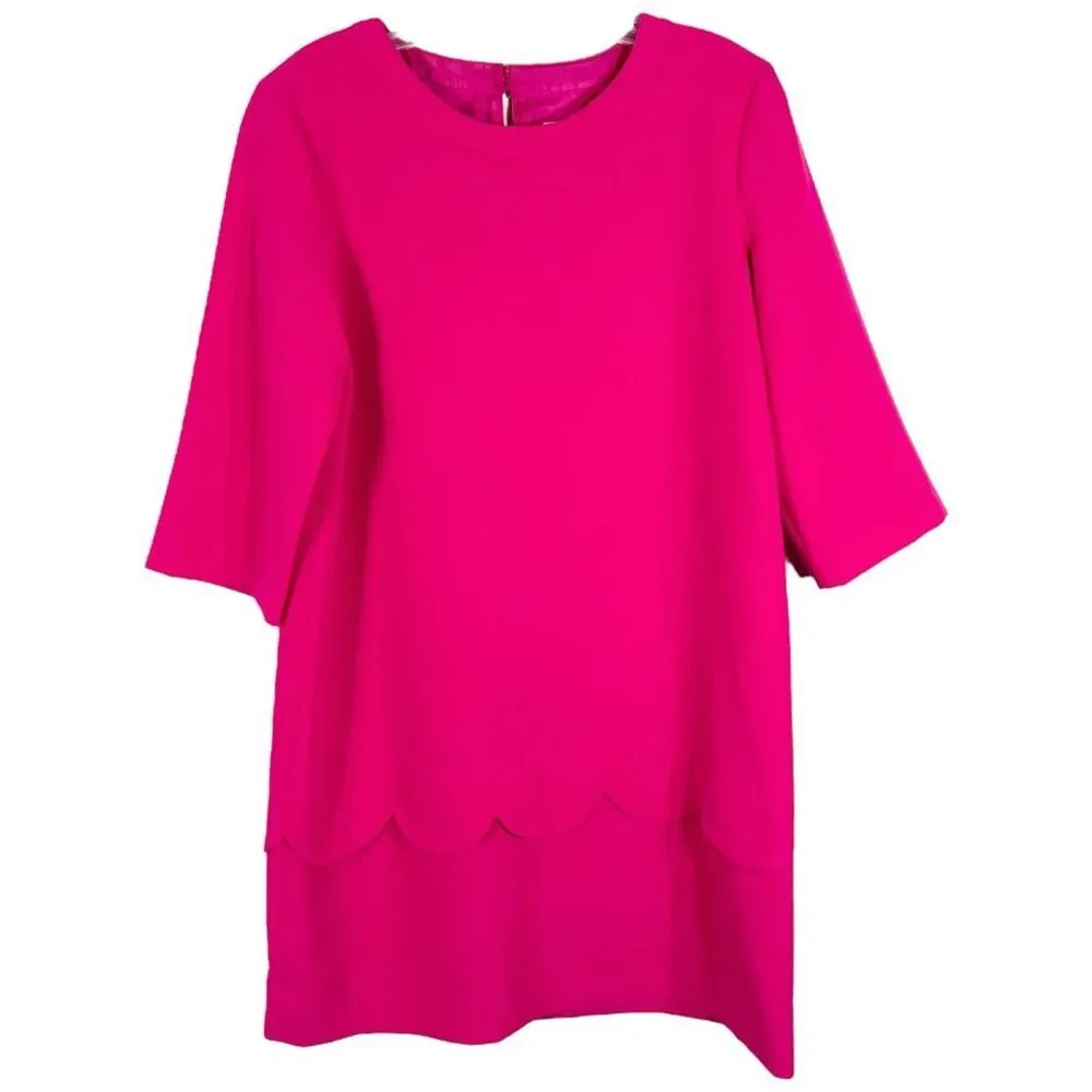 Kate Spade Size 6 Dress Hot Pink Shift Mini Scalloped Crew Lined Keyhole 1352